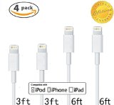 CELLTRONIX® 2pack 3ft 2pack 6ft 8 Pin Lightning Cable, Sync and USB Charging Cord for iPhone 6s,6s+,6plus,6,5,5c,5s,iPad Mini,Mini2.iPad 5,iPod 7