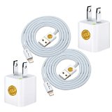 2PC High Quality 1M (3ft) Heavy Duty Lightning 8Pin Sync USB Charger Cable & 2PC Wall Charger Adapter for iPhone (White)