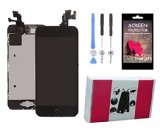 Cutelook TM Iphone 5c LCD Display Touch Screen Glass Digitizer Assembly with Spare Parts (Home Button & Camera & Flex Cable) Black