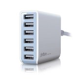 Photive 60 Watt 6 Port USB Desktop Rapid Charger. Intelligent USB Charger with Auto Detect Technology (White) Updated Version of Photive 50 Watt 6 Port USB Charger