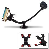 Ipow Universal Long Arm Windshield Dashboard Car Mount Holder Cradle with Adjustable X Clamp&Ultra Dashboard Base for Smartphones iPhone 5S 6 6+ 6S 6S Plus,Samsung S4/3,Nexus 5 4,LG G3,HTC,GPS Devices