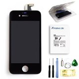 for iPhone 4S (for AT&T/Verizon/Sprint/GSM/CDMA) Full Set LCD Screen Replacement Digitizer Glass Lens Assembly Display Touch Panel Black + Free Repair Tool Kits [Ships from USA]