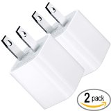 Apple OEM Wall Charger and Travel Adapter for iPhone 5 5S 5C 6 6s 6+ PLUS iPad Air Mini Rapid 1 Amp, White, 2-Pack