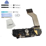 Charging Port Dock Flex Cable Assembly with Loud Speaker Wifi Antenna Home Button Preinstalled for Iphone 4s (Black)