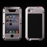 iPhone 4 Case, iPhone 4S Case, Ambox Waterproof Shockproof Dust/Dirt Proof Aluminum Metal Military Heavy Duty Protection Cover Case for Apple iPhone 4 4S (Silver)