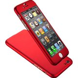 Iphone 6 Case, Coocolor Ultra Thin Full Body Coverage Protection Hard Slim Iphone 6 Case with Tempered Glass Screen Protector for Apple Iphone 6 4.7″ (Red)