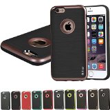 iphone 6 Case, Arae Apple Iphone 6 4.7 [Shock-Absorption] Hybrid Dual Layer Protective Case,Drop Protection [Brushed Metal Texture] cover for Apple iphone 6 4.7 (Rose gold)