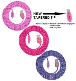 1 X NEWLY DESIGNED High Quality - 6ft(2m) Braided Nylon Lightning Charging Cables for Apple iPhone 5 5C 5S, iPhone 6 6 Plus, iPad 4 Mini, iPod Touch 5/Nano 7, 8 pin to USB - 3pack(pink prohibited pinkish purple)