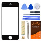 Iphone 5 5S Black Front Outer Lens Glass Screen Replacement CrazyFire Repair Kit With 1MM Adhesive Tape+Tools Kit+1 Pair Tweezers+1 Roll Micro Wire Screen Seperator