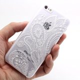 Iphone 5C Case, LUOLNH Henna White Floral Paisley Flower Hard Plastic Clear Case Silicone Skin Cover for Apple Iphone 5C