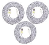3pk 3m Braided Lightning Cables for iPhone 6S+/6S/6+/6/5/5C/5S(WHITE WHITE WHITE)