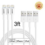 Bestfy(TM)3Pack 3FT 8pin Lightning to USB Sync Data and Charging Cable Cord Wire for iPhone 6/6 plus/ 6s/ 6s and iPhone 5 5c 5s iPad 4 Mini Air iPod Nano 7 iPod Touch 5(White)