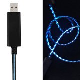 CELLTRONIX® Black Blue Visible Flowing LED EL Light 8 Pin USB Sync Data Charging Cable for Apple iPhone 6s 6s+ 6Plus 6, 5s 5c 5,iPad Air mini min2, iPad 4,iPod 5,iPod 7, iOS9