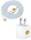3ft Heavy Duty Lightning Charger Cable w/ High Speed Wall Charger for iPhone 6S, 6 (Wte)