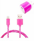 Tools®10Ft Long Lightning USB Data Cable & Wall Charger for Apple iPhone 6/6plus/5s / 5c / 5 iPad 4, iPad with Retina Display, iPad Air and the iPad Mini Sync Cable Power Cord with Free Wall Charger to Charge the Phone (rose)