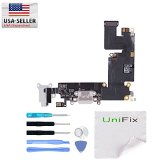 Unifix-Charging Port Dock Mic Headphone Jack Flex Cable Replacement Part For iPhone 6 Plus 5.5 White + Tool Kit