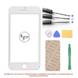 ESSENTIAL SALES4YOU Apple iPhone 6 6S 4.7″ inch Front Outer Screen Glass Lens Replacement Parts + Repair Kit Tool open Cellular Part (WHITE Outer Glass + TOOLS + 3M TAPE + GUIDE)