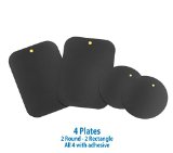 Mount Metal Plate with Adhesive for Magnetic Cradle-less Mount -X4 Pack 2 Rectangle and 2 Round (Compatible with WizGear mounts)