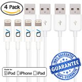 OnyxVolt 3.2ft Lightning Cord Charging Cable for iPhone 5, 5s, 5c, 6, 6 Plus, iPod 7, iPad Mini, Mini 2, Mini 3, iPad 4, iPad Air, iPad Air 2 – 4 Pack