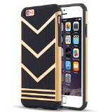 iPhone 6s Case, LOEV Anti-slip Shockproof Armor iPhone 6s Protective Case Ultra Slim Fit Non-slip Grip Rubber Bumper Case Cover for Apple iPhone 6 & iPhone 6s 4.7 in. - Gold Chevron Pattern