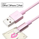 Yellowknife 3.3ft(1m) Apple MFi Certified Tough Nylon Braided Lightning to USB Cable for iPhone 6/iPhone 6S / 6 Plus, iPad Air 2 and More(Pink)