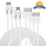 Mribo USB 8pin Lightning Cable for iPhone 6s ,6s plus, 6plus, 5s, 5 iPad Mini, Air, iPad5, iPod 4 Piece (6 Feet / 3 Feet) - White