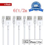 iPhone cable,NetSun(TM) 4 Pack 6Ft Lightning to USB Sync and Charging Cable for Apple iPhone 6s / 6s Plus / 6 / 6 Plus / 5s / 5c / 5, iPod 7, iPad Mini / Mini 2/ Mini 3, iPad 4 / iPad Air / Air 2