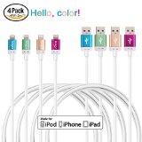 Miger [Apple MFI Certified ] 4Pack 4Ft/1.2m Lightning to USB Cable & Sync Charge Data Cable for iPhone 6s 6 Plus 5 5s 5c, iPad Air, iPad mini, iPod Touch (Blue+Gold+Green+Red)