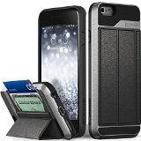 iPhone 6S Case, Vena [vCommute] Wallet Flip Leather Back [Card Slot Holder][Smart Cover KickStand] Heavy Duty Cover for Apple iPhone 6 (2014) / 6S (2015) - Space Gray